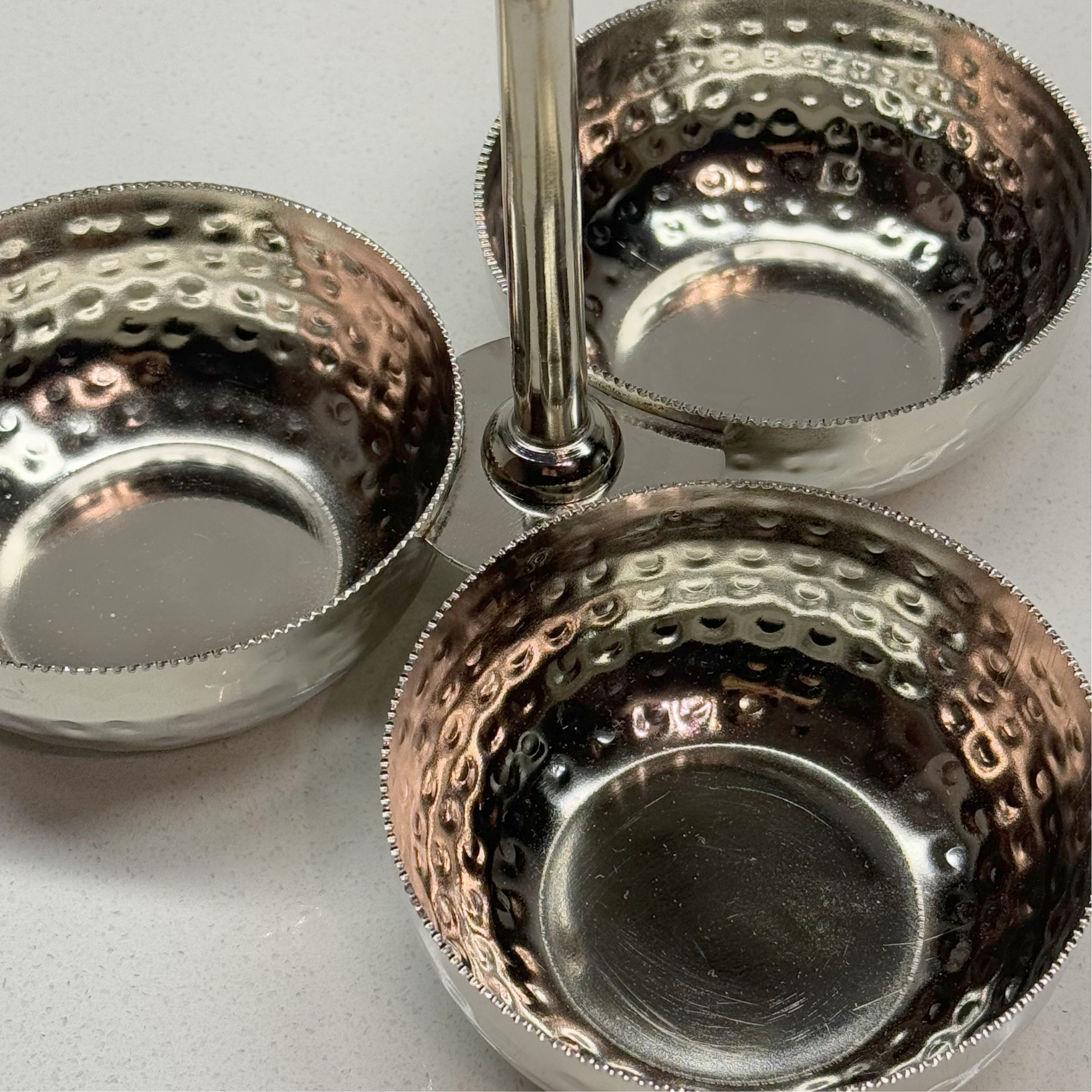 Bowl triple de acero martillado